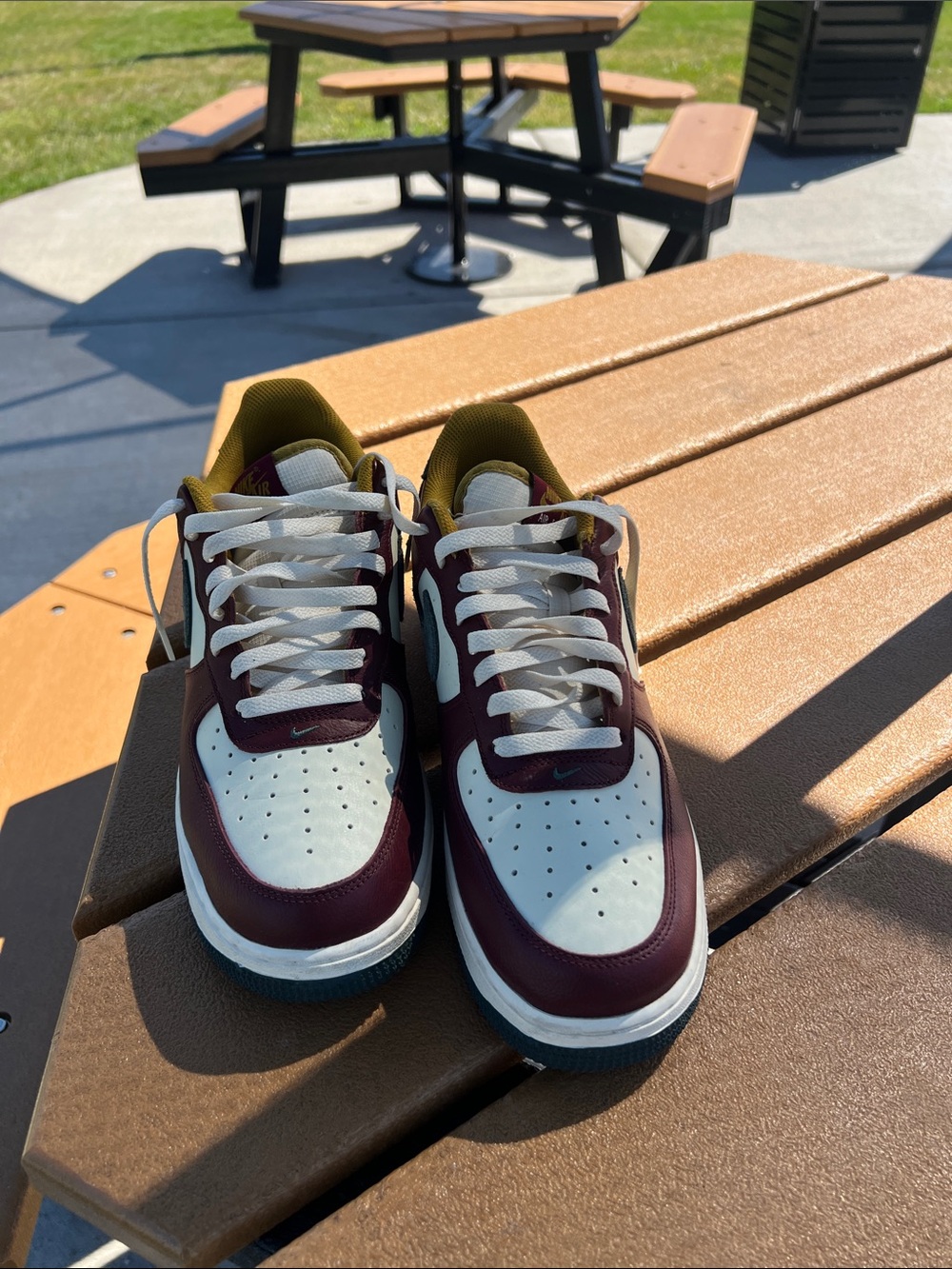 Nike Air Force Men’s Low-Top Sneakers - Maroon, White & Olive